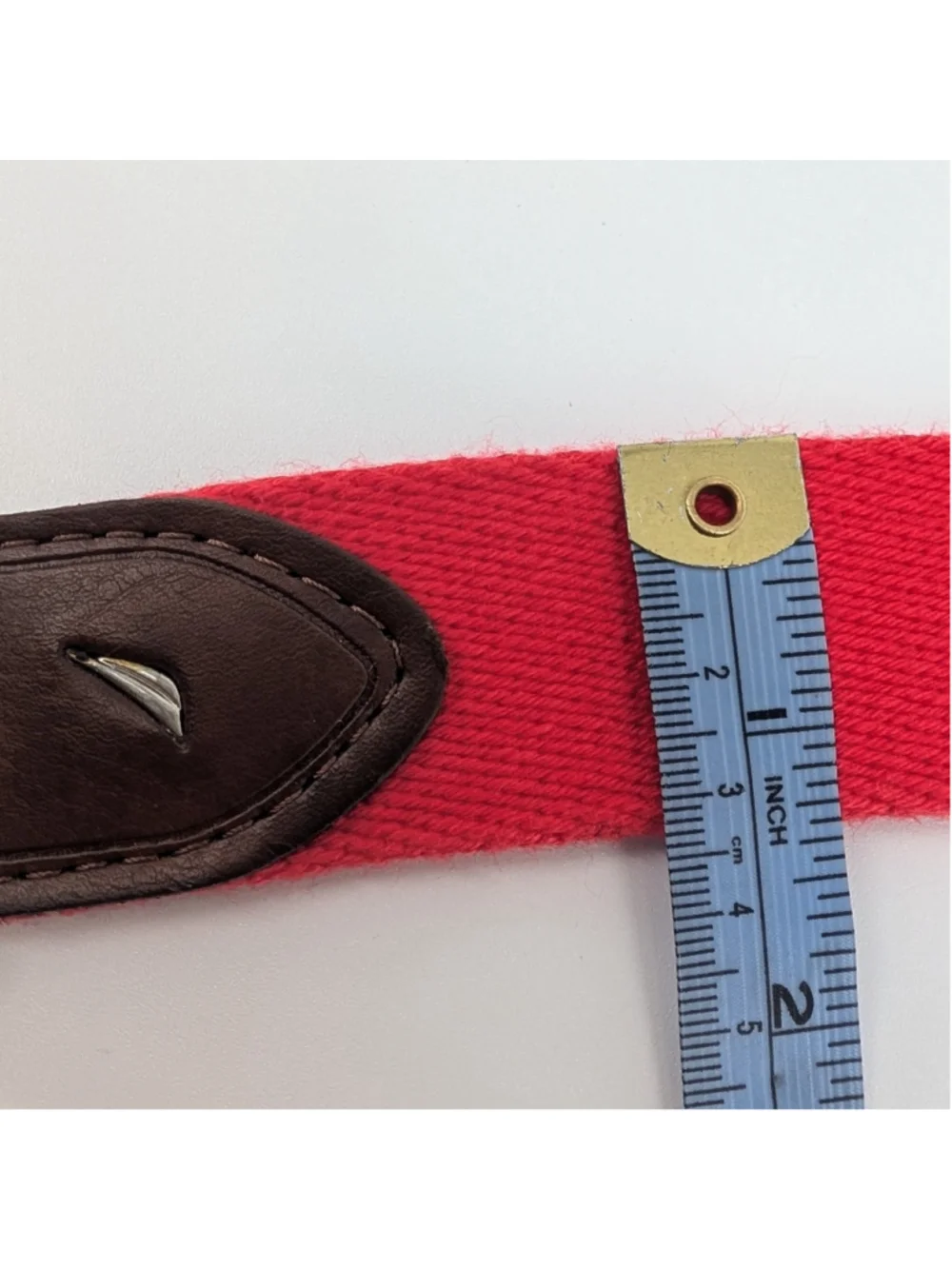 Nautica Men’s Red Webbing Belt Brown Leather Size 40 100 Preppy Golfcore Coastal